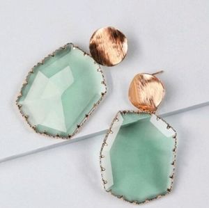 ▪️Crystal Geometric Gold Earrings,  Geometric drop Earrings